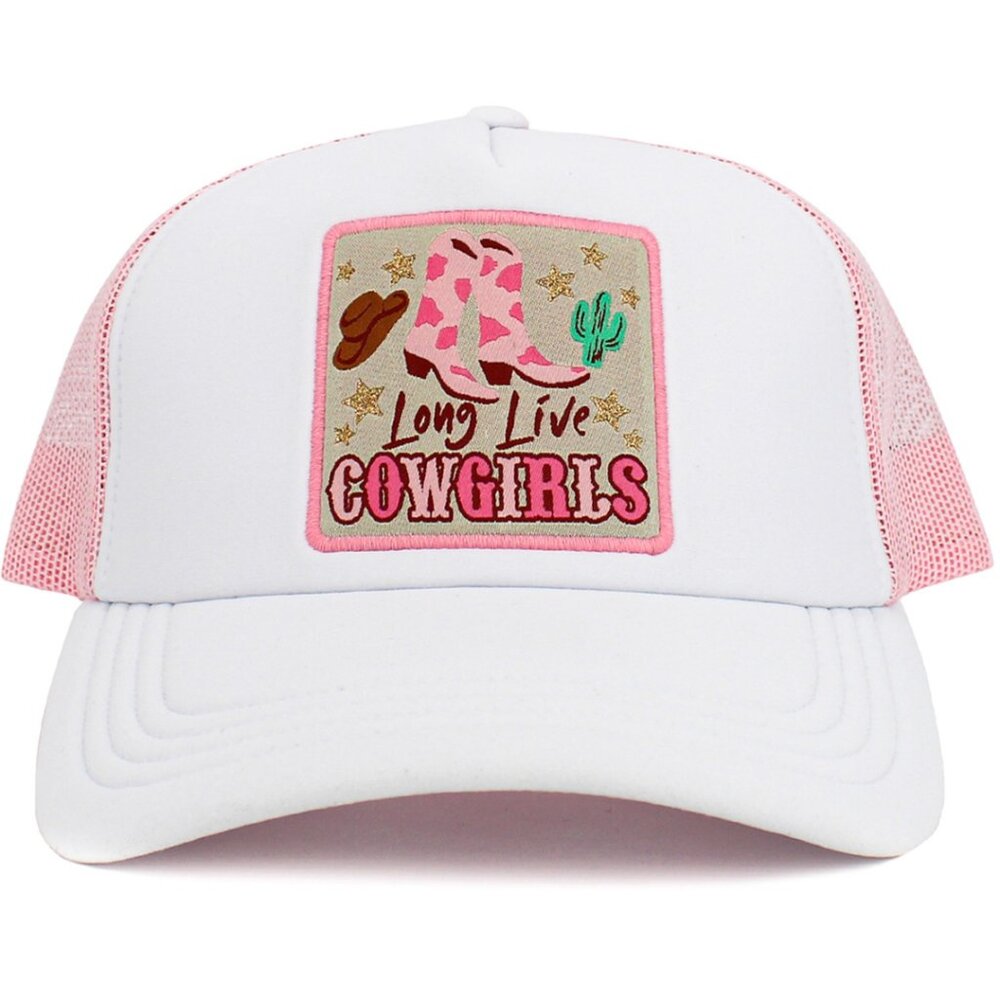 KBETHOS White "Long Live Cowgirls" Mesh Back‎ Western Baseball Cap Trucker NWT